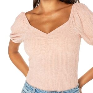 Women's Pink Puff Sleeve Top